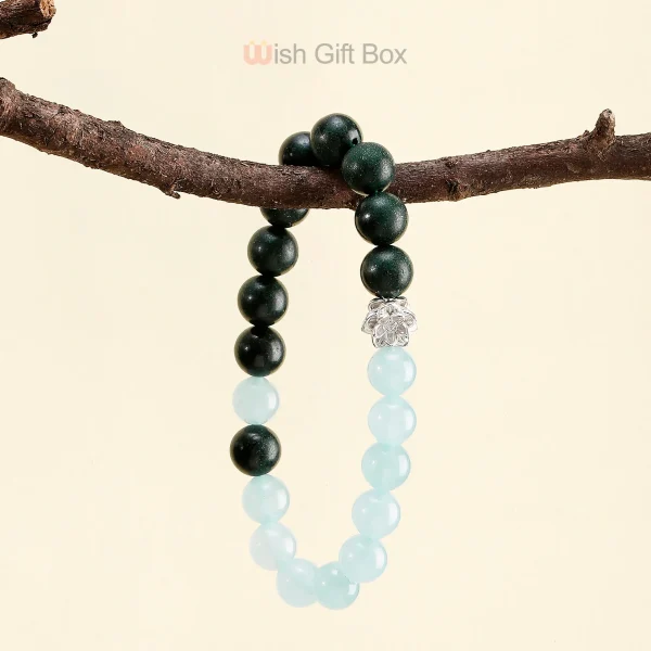 Aromatic Wood Element & Blue Crystal Bracelet