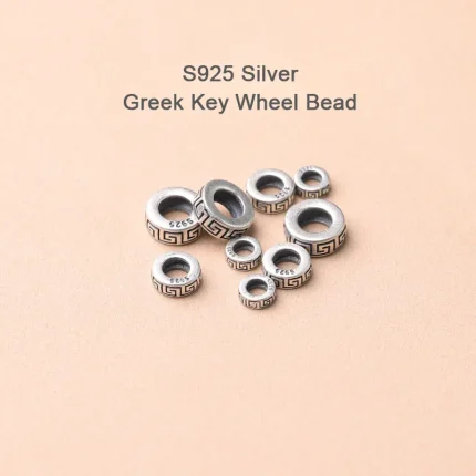 S925 Silver Greek Key Wheel Bead