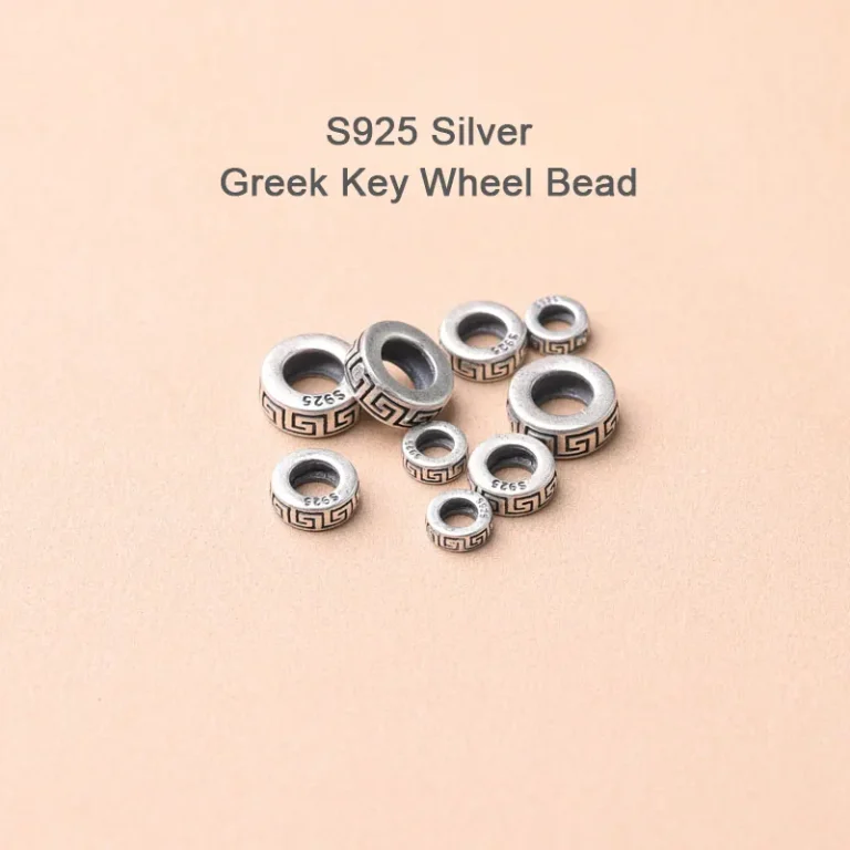 S925 Silver Greek Key Wheel Bead