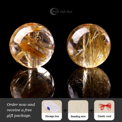 Natural Golden Rutilated Quartz Loose Beads