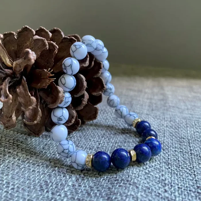Howlite & Lapis Lazuli Healing Energy Bracelet-4