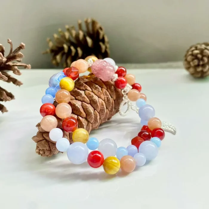 Sunstone · Garnet · White Agate Bracelet