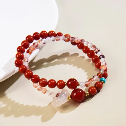 Five Elements Double Wrap Agate Crystal Bracelet