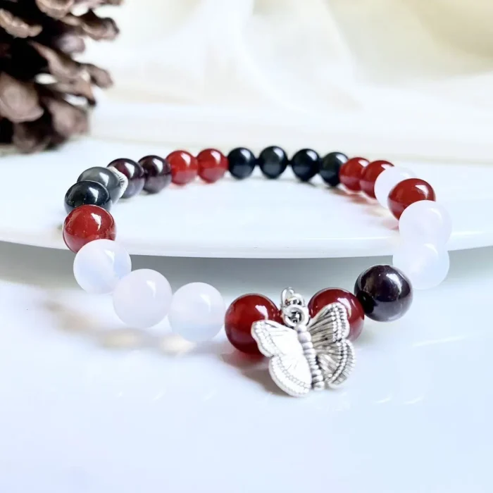 Red Agate · White Agate · Garnet Natural Energy Bracelet