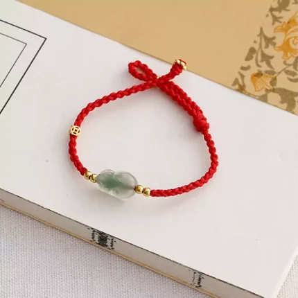 Sterling Silver Red String Small Pixiu Bracelet - Lucky Protection Amulet