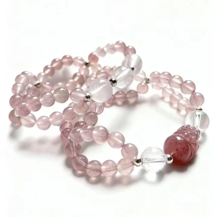 Strawberry Quartz Pixiu Bracelet – Love & Wealth Energy