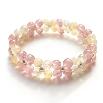 Rose Quartz & Citrine Double Wrap Bracelet