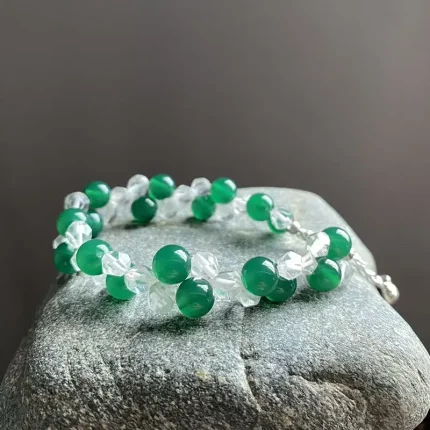 Green Agate & Clear Quartz Bracelet