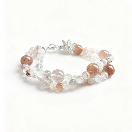 Sunstone & Clear Quartz Double Wrap Bracelet