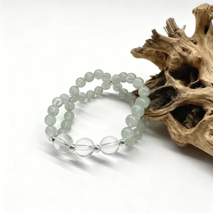 Green Quartz & Clear Quartz Double Wrap Bracelet